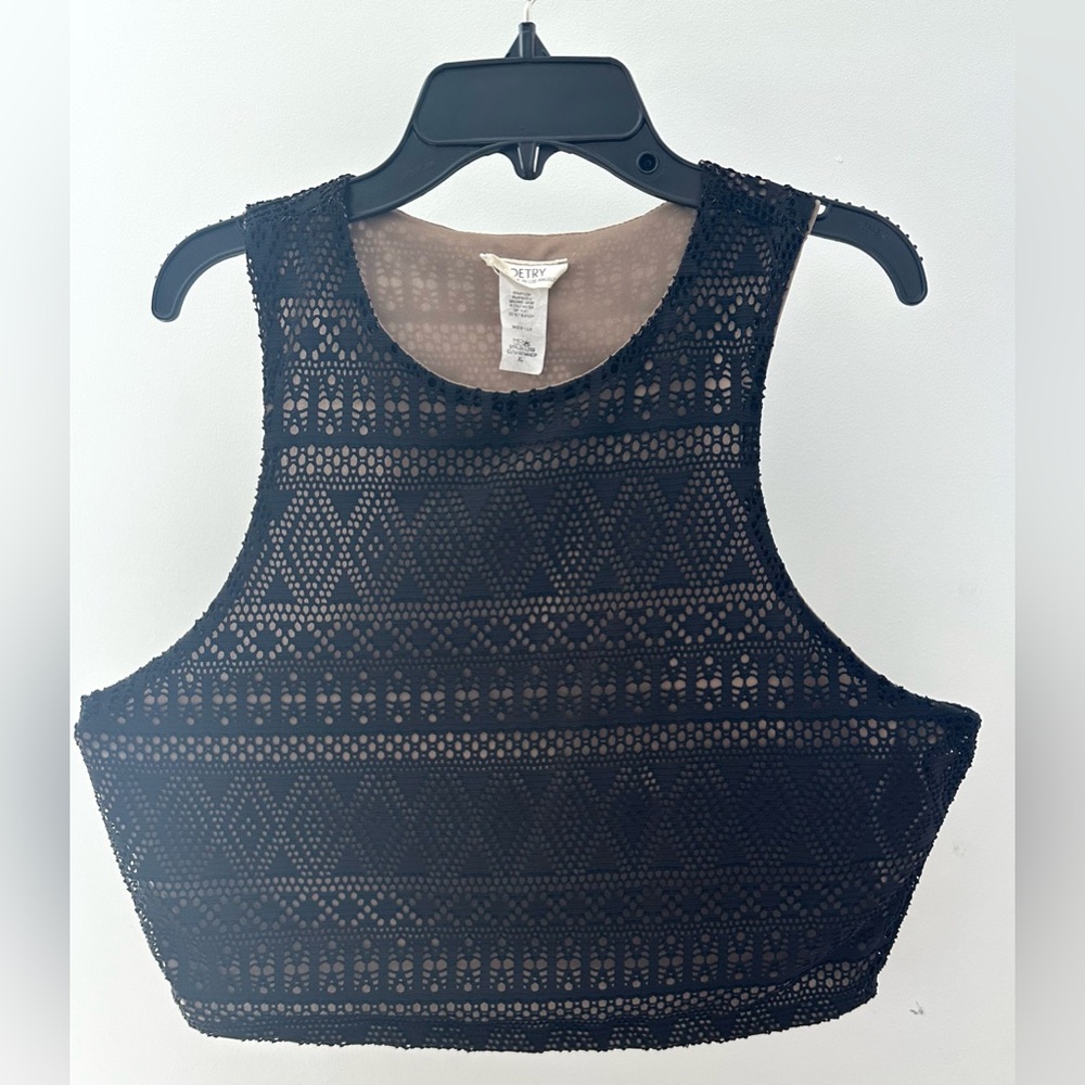 Poetry women's black laser cutout crop top